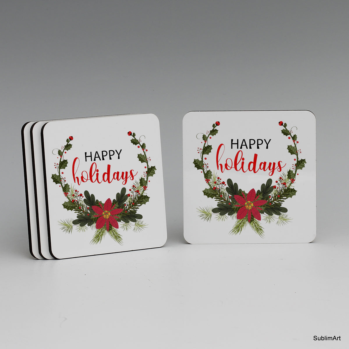SUBLIMART: MDF Hardboard Set of 4 Coasters - Design: Holidays 03