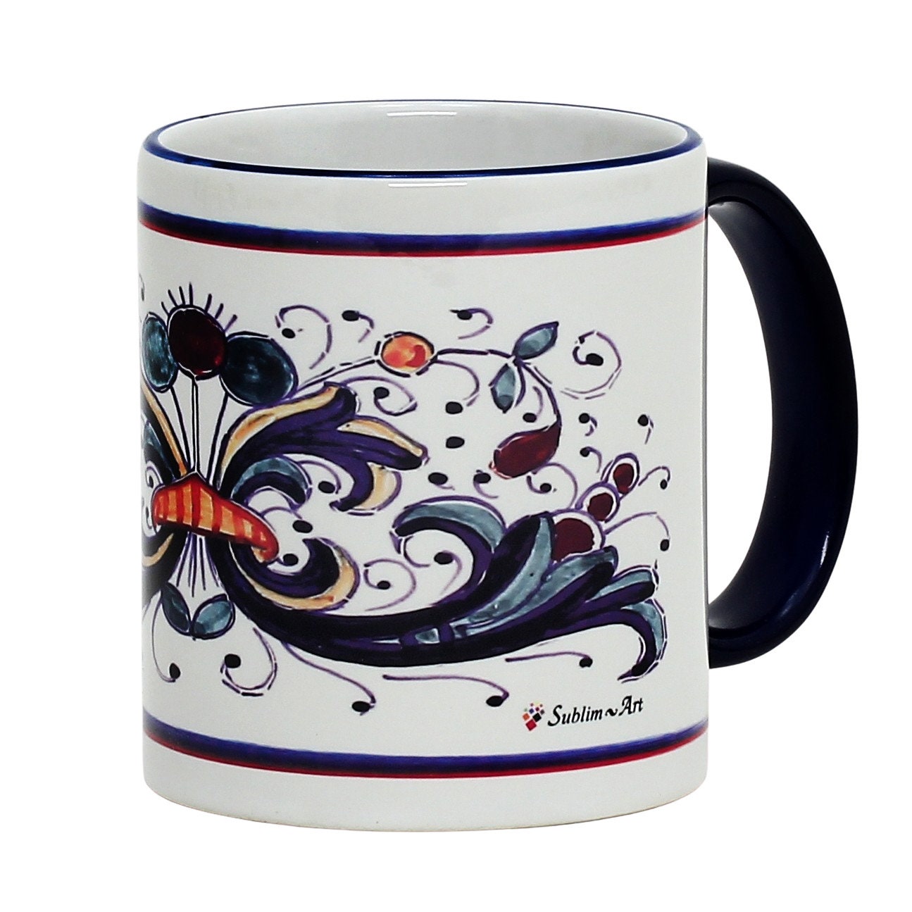 SUBLIMART: Printed Deruta style Mug with Blue Rim - Artistica.com